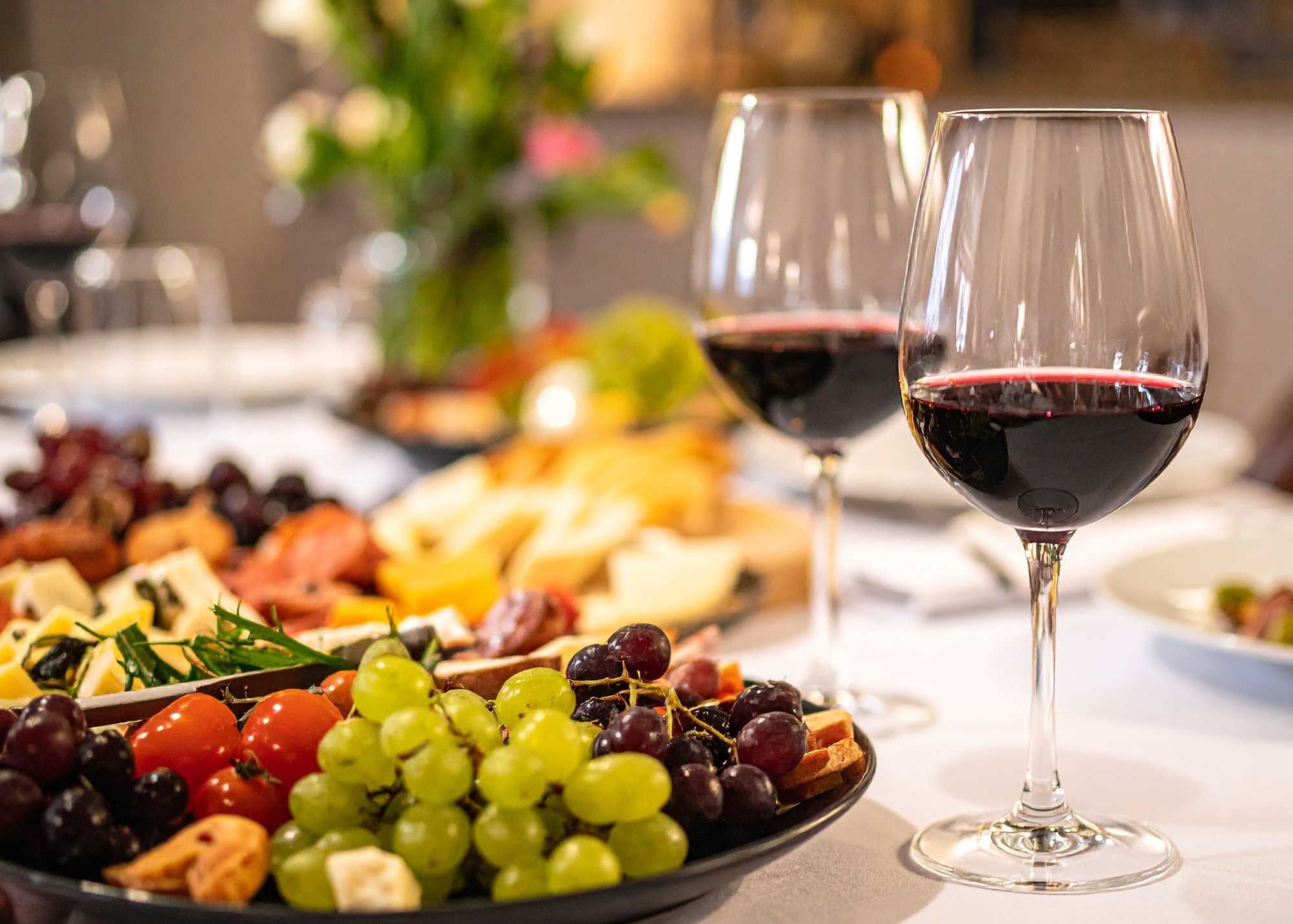 Charcuterie with wine